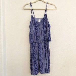 West Loop Extra Large Spaghetti Strap Blue White Dress